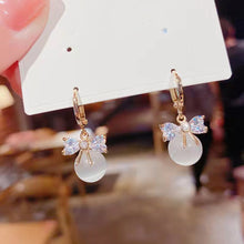 Load image into Gallery viewer, Korean Women Crystal Opal Bow Rhinestone Earrings for Jewelry Gift