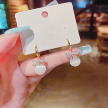 Load image into Gallery viewer, Korean Women Crystal Opal Bow Rhinestone Earrings for Jewelry Gift