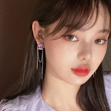 Load image into Gallery viewer, Korean Long Tassel Purple Rhinestone Zircon Earrings for Women Fashion Jewelry
