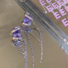 Load image into Gallery viewer, Korean Long Tassel Purple Rhinestone Zircon Earrings for Women Fashion Jewelry