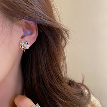 Load image into Gallery viewer, Silver Needle Four-leaf Clover Flower Rhinestone Pearl Earrings for Women Jewelry Gift