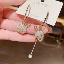 Load image into Gallery viewer, Cute Rabbit Rhinestone Pearl Earrings for Women Earring Jewelry Gift