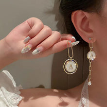 Load image into Gallery viewer, Korea Rhinestone Pearl Earrings Round Letter Earring for Women S925 Silver Needle