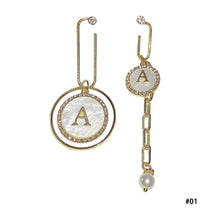 Load image into Gallery viewer, Korea Rhinestone Pearl Earrings Round Letter Earring for Women S925 Silver Needle