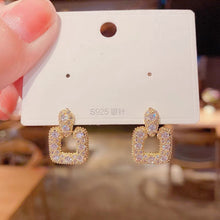 Load image into Gallery viewer, Korea Women Square Rhinestone Earrings Diamond Earring S925 Silver Needle