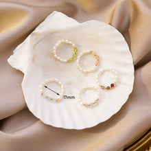 Load image into Gallery viewer, Colorful Freshwater Pearl Crystal Beaded Elastic Rope Ring Cute Handmade Crystal Beads Ladies Ring Ring Jewelry Accessories