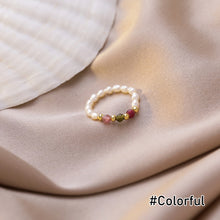 Load image into Gallery viewer, Colorful Freshwater Pearl Crystal Beaded Elastic Rope Ring Cute Handmade Crystal Beads Ladies Ring Ring Jewelry Accessories