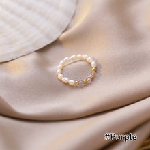 Load image into Gallery viewer, Colorful Freshwater Pearl Crystal Beaded Elastic Rope Ring Cute Handmade Crystal Beads Ladies Ring Ring Jewelry Accessories