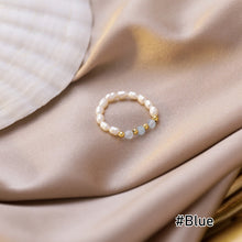 Load image into Gallery viewer, Colorful Freshwater Pearl Crystal Beaded Elastic Rope Ring Cute Handmade Crystal Beads Ladies Ring Ring Jewelry Accessories