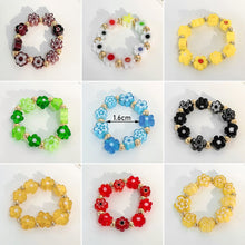 Load image into Gallery viewer, Fashion Colored Glass Flower Beaded Elastic Rope Ring Cute Handwoven Small Flower Beaded Ring Ring Jewelry Accessories