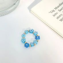 Load image into Gallery viewer, Fashion Colored Glass Flower Beaded Elastic Rope Ring Cute Handwoven Small Flower Beaded Ring Ring Jewelry Accessories