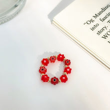 Load image into Gallery viewer, Fashion Colored Glass Flower Beaded Elastic Rope Ring Cute Handwoven Small Flower Beaded Ring Ring Jewelry Accessories