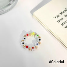 Load image into Gallery viewer, Fashion Colored Glass Flower Beaded Elastic Rope Ring Cute Handwoven Small Flower Beaded Ring Ring Jewelry Accessories