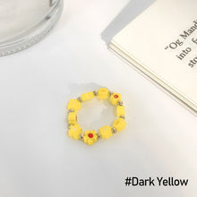 Load image into Gallery viewer, Fashion Colored Glass Flower Beaded Elastic Rope Ring Cute Handwoven Small Flower Beaded Ring Ring Jewelry Accessories