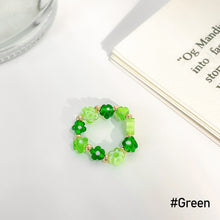 Load image into Gallery viewer, Fashion Colored Glass Flower Beaded Elastic Rope Ring Cute Handwoven Small Flower Beaded Ring Ring Jewelry Accessories