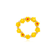 Load image into Gallery viewer, Fashion Colored Glass Flower Beaded Elastic Rope Ring Cute Handwoven Small Flower Beaded Ring Ring Jewelry Accessories