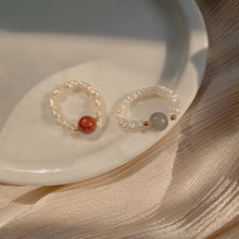 Load image into Gallery viewer, Fashion Irregular Freshwater Pearl Bead Elastic Rope Ring Cute Vintage Agate Beaded Ring Beaded Ring Jewelry Accessories