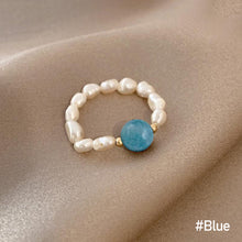 Load image into Gallery viewer, Fashion Irregular Freshwater Pearl Bead Elastic Rope Ring Cute Vintage Agate Beaded Ring Beaded Ring Jewelry Accessories