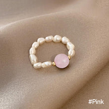 Load image into Gallery viewer, Fashion Irregular Freshwater Pearl Bead Elastic Rope Ring Cute Vintage Agate Beaded Ring Beaded Ring Jewelry Accessories