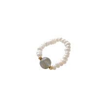 Load image into Gallery viewer, Fashion Irregular Freshwater Pearl Bead Elastic Rope Ring Cute Vintage Agate Beaded Ring Beaded Ring Jewelry Accessories