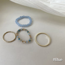 Load image into Gallery viewer, 4pcs/set Personality Simple Stacking Geometric Adjustable Elastic Ring Beads Ring Female Fresh Beaded Design Women Hand Jewelry