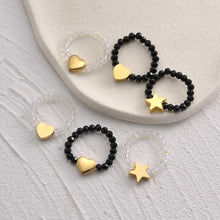 Load image into Gallery viewer, Personality Simple Love Star Geometric Elastic Ring Beaded Ring Female Black Label Beaded Design Women Hand Jewelry