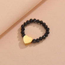 Load image into Gallery viewer, Personality Simple Love Star Geometric Elastic Ring Beaded Ring Female Black Label Beaded Design Women Hand Jewelry