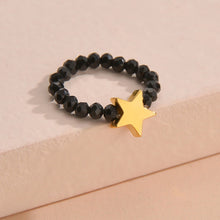 Load image into Gallery viewer, Personality Simple Love Star Geometric Elastic Ring Beaded Ring Female Black Label Beaded Design Women Hand Jewelry