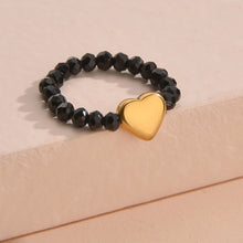 Load image into Gallery viewer, Personality Simple Love Star Geometric Elastic Ring Beaded Ring Female Black Label Beaded Design Women Hand Jewelry