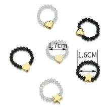 Load image into Gallery viewer, Personality Simple Love Star Geometric Elastic Ring Beaded Ring Female Black Label Beaded Design Women Hand Jewelry