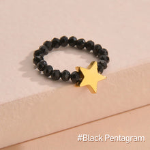 Load image into Gallery viewer, Personality Simple Love Star Geometric Elastic Ring Beaded Ring Female Black Label Beaded Design Women Hand Jewelry