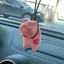 Load image into Gallery viewer, Cute Pig Car Pendant Car Rear View Mirror Pendant Cartoon Lucky Piggy Hanging Ornament Auto Interior Decoration Accessories