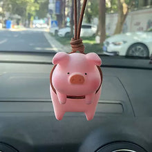 Load image into Gallery viewer, Cute Pig Car Pendant Car Rear View Mirror Pendant Cartoon Lucky Piggy Hanging Ornament Auto Interior Decoration Accessories