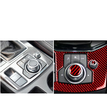 Load image into Gallery viewer, 2Pcs Real Carbon Fiber Car Center Console Multimedia Volume Button Cover Trim Sticker For Mazda 3 Mazda 6 CX-9 CX-5 Interior