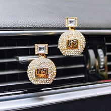 Load image into Gallery viewer, Inlay Rhinestone Bowknot Perfume Bottle Car Perfume Air Freshener Diamond Scent Bottle Car Accessories Interior Woman
