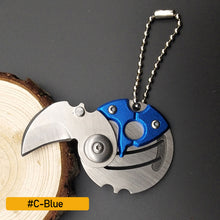 Load image into Gallery viewer, Multifunctional Keychain Hexagon Coin Knife Folding Mini Pocket Screwdriver Cutter Opener Scale Ruler Nail Clipper Outdoor Tool