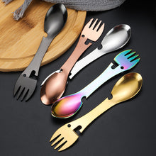 Load image into Gallery viewer, Outdoor Survival Tools 5 in 1 Camping Multi-functional EDC Kit Practical Stainless Steel Fork Knife Spoon Bottle/Can Opener