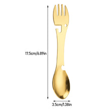 Load image into Gallery viewer, Outdoor Survival Tools 5 in 1 Camping Multi-functional EDC Kit Practical Stainless Steel Fork Knife Spoon Bottle/Can Opener