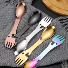 Load image into Gallery viewer, Outdoor Survival Tools 5 in 1 Camping Multi-functional EDC Kit Practical Stainless Steel Fork Knife Spoon Bottle/Can Opener