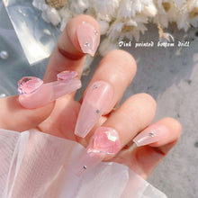 Load image into Gallery viewer, 1PC Pink Crystal Crooked Heart Nail Jewelry Ice Transparent Nail Jewelry Nail Art Decoration Manicure Ornaments