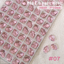 Load image into Gallery viewer, 1PC Pink Crystal Crooked Heart Nail Jewelry Ice Transparent Nail Jewelry Nail Art Decoration Manicure Ornaments