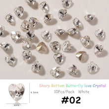 Load image into Gallery viewer, 10pcs/set Nail Art Accessories Crystal Butterfly Aurora Transparent Symphony Nail Art Decoration Manicure Jewelry
