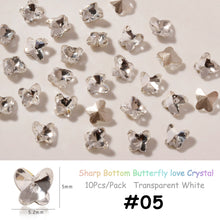 Load image into Gallery viewer, 10pcs/set Nail Art Accessories Crystal Butterfly Aurora Transparent Symphony Nail Art Decoration Manicure Jewelry