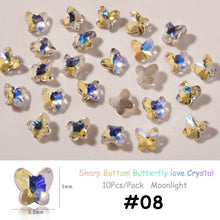 Load image into Gallery viewer, 10pcs/set Nail Art Accessories Crystal Butterfly Aurora Transparent Symphony Nail Art Decoration Manicure Jewelry