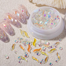 Load image into Gallery viewer, S-shaped Flat Bottom Shaped Rhinestone Nail Jewelry Aurora Symphony Glass Rhinestone Mix Nail Art Decoration