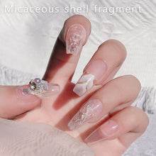Load image into Gallery viewer, 1 Box Velvet Natural Shell Mica Nail Art Jewelry Symphony Pure White Nail Sticker Decoration Manicure Accessories