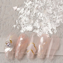 Load image into Gallery viewer, 1 Box Velvet Natural Shell Mica Nail Art Jewelry Symphony Pure White Nail Sticker Decoration Manicure Accessories