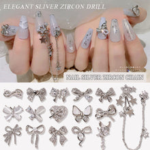 Load image into Gallery viewer, Nail Art Silver Zircon Jewelry Bow Pearl Star Chain Nail Diamond Jewelry Manicure Decoration Accessories