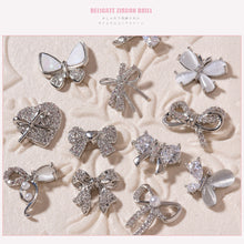 Load image into Gallery viewer, Nail Art Silver Zircon Jewelry Bow Pearl Star Chain Nail Diamond Jewelry Manicure Decoration Accessories