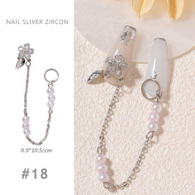 Load image into Gallery viewer, Nail Art Silver Zircon Jewelry Bow Pearl Star Chain Nail Diamond Jewelry Manicure Decoration Accessories